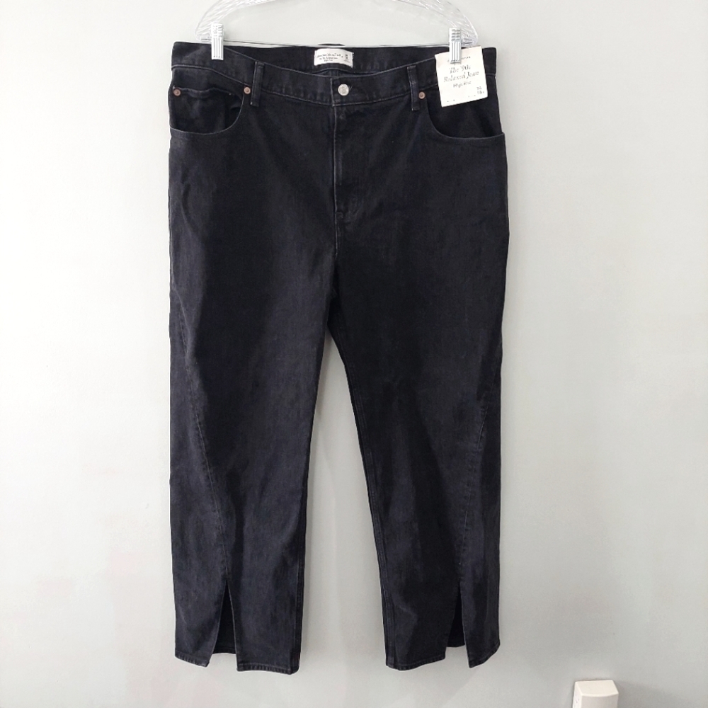 Abercrombie & Fitch The '90s Relaxed Jean High Rise 34 / 18R Black 10.5in rise